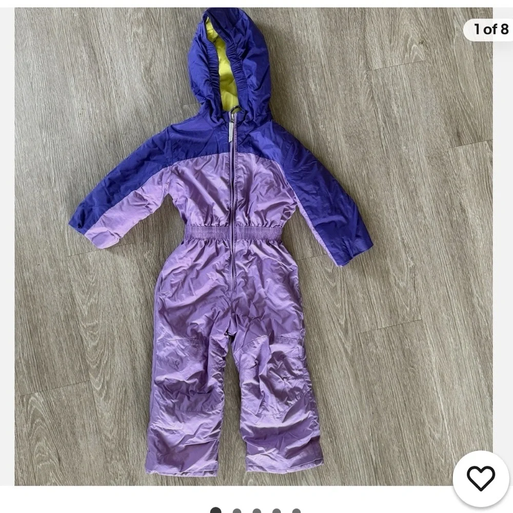 Lands’ End Purple Insulated Snowsuit Size 2T Hooded One Piece Winter Suit